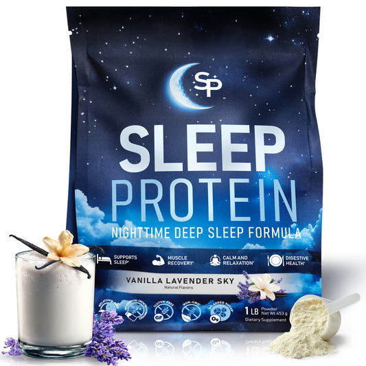Sleep Protein, Nighttime Deep Sleep Formula, 20g Nightime Protein + Fast-Acting Sleep Ingredients, Vanilla Lavender Sky, 1LB
